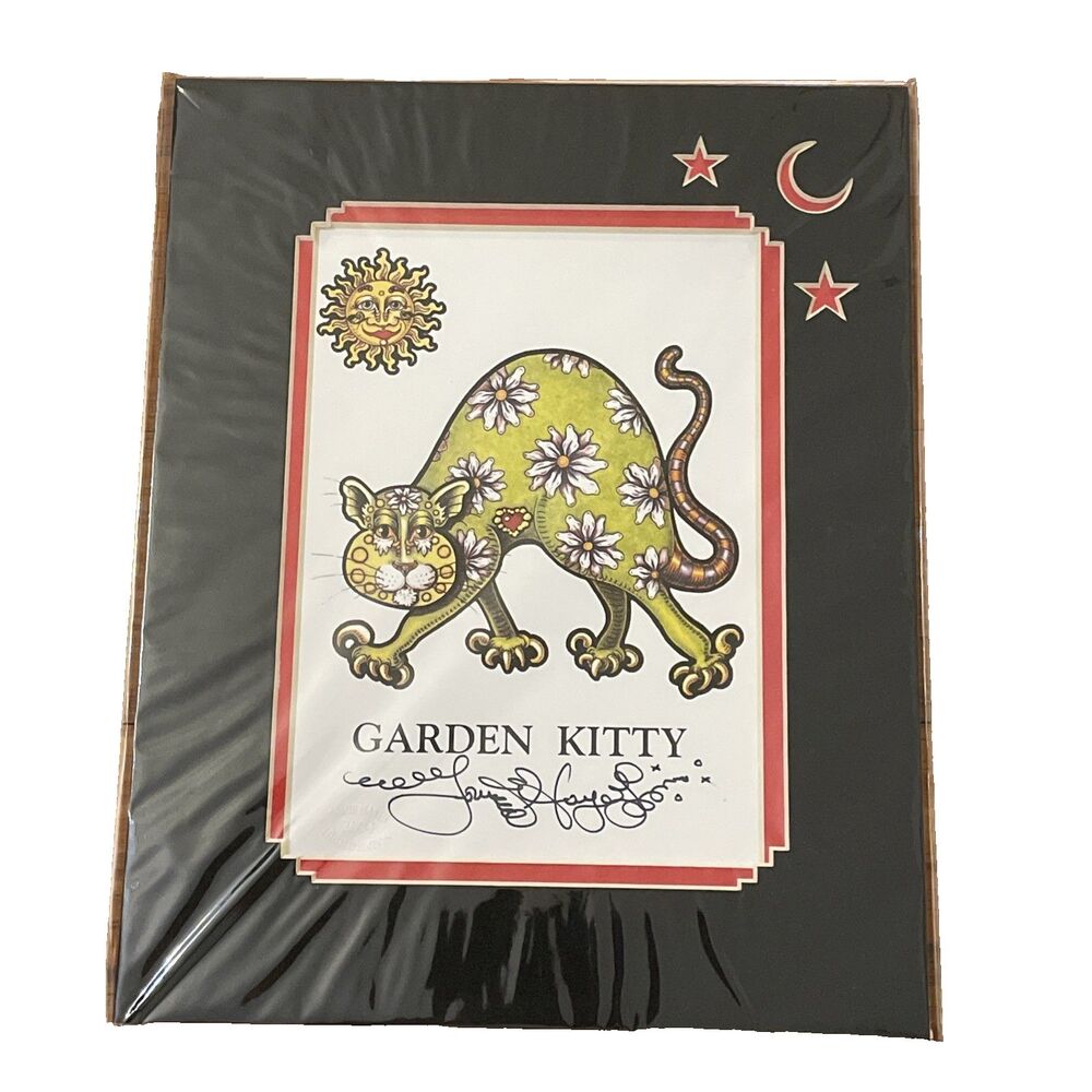 Garden Kitty Print Jamie Hayes New Orleans Cat Art Signed 2004